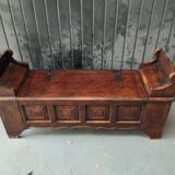 Wooden bench, chestnut chest
