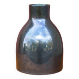 Green enameled ceramic vase, modernist vase, numbered vase, minimalist, collection, decoration