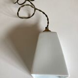 Modernist art deco bathroom pendant lamp in opaline