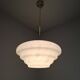 Napako Midcentury Modern Pendant Lamp in Opaline Glass and Brass, Czechoslovakia