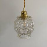 Walking lamp with vintage globe in transparent molded glass