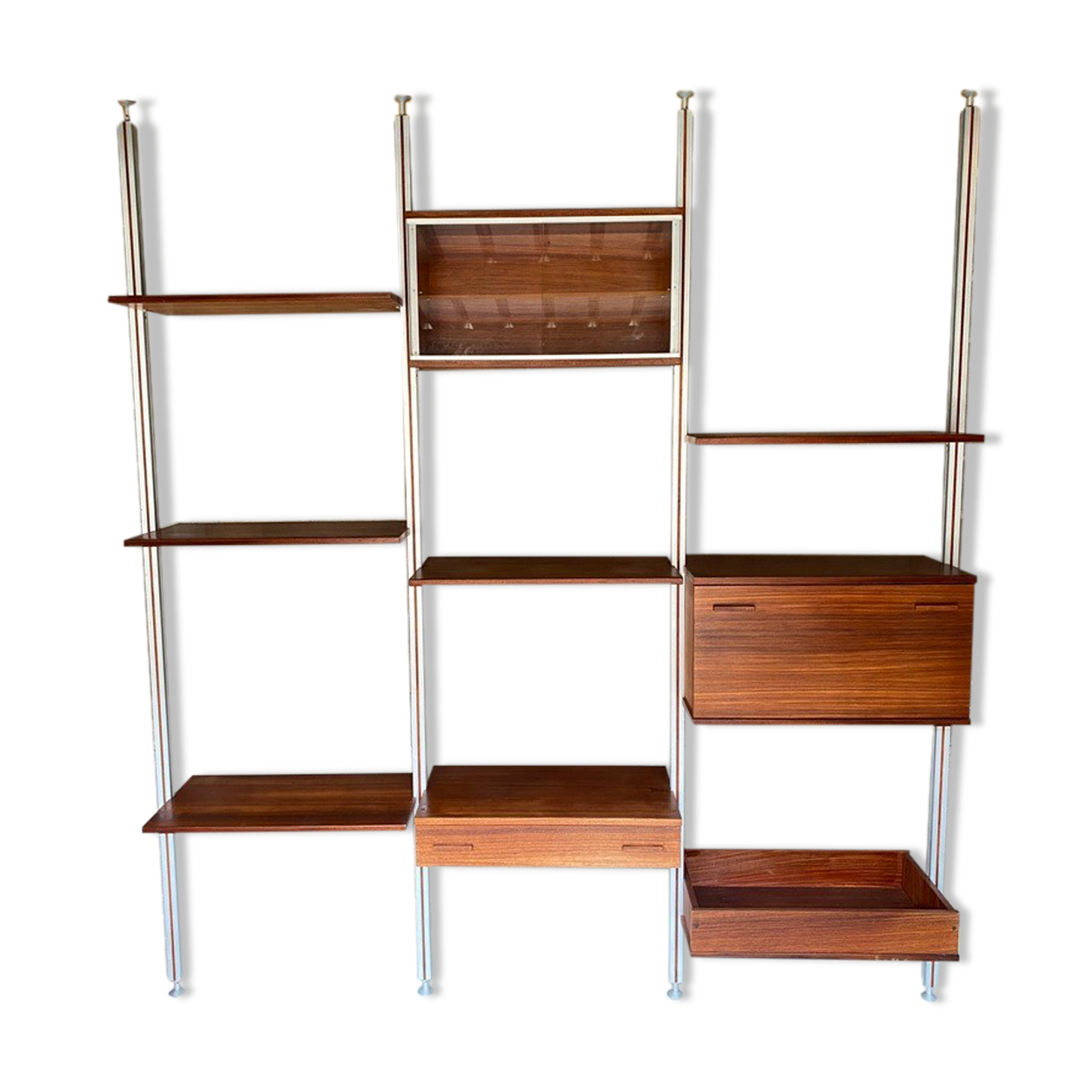 Modular system library Scandinavian teak Roche Bobois 70s