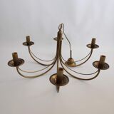 Lustre  en laiton patiné des années 70