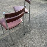 Pair of retro metal and leather chairs
