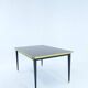 Dining Table, High Gloss Laminate, Brass, Tapered Legs, Navy Blue - M