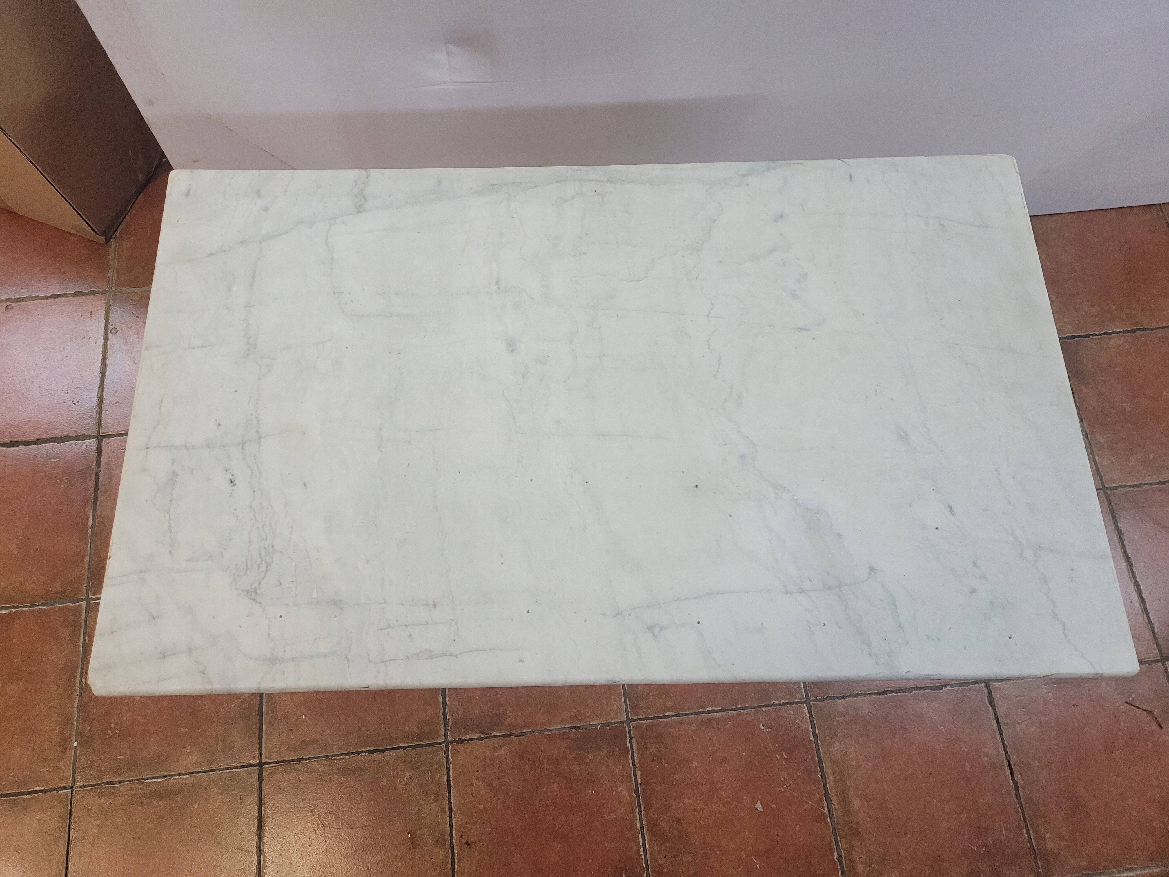 Bistro table base cast iron over marble