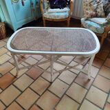 Table basse bois et cannage