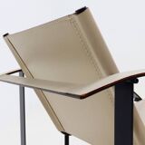 Set of 2 Post Modern Saddle Leather and Steel Armchairs 1970s