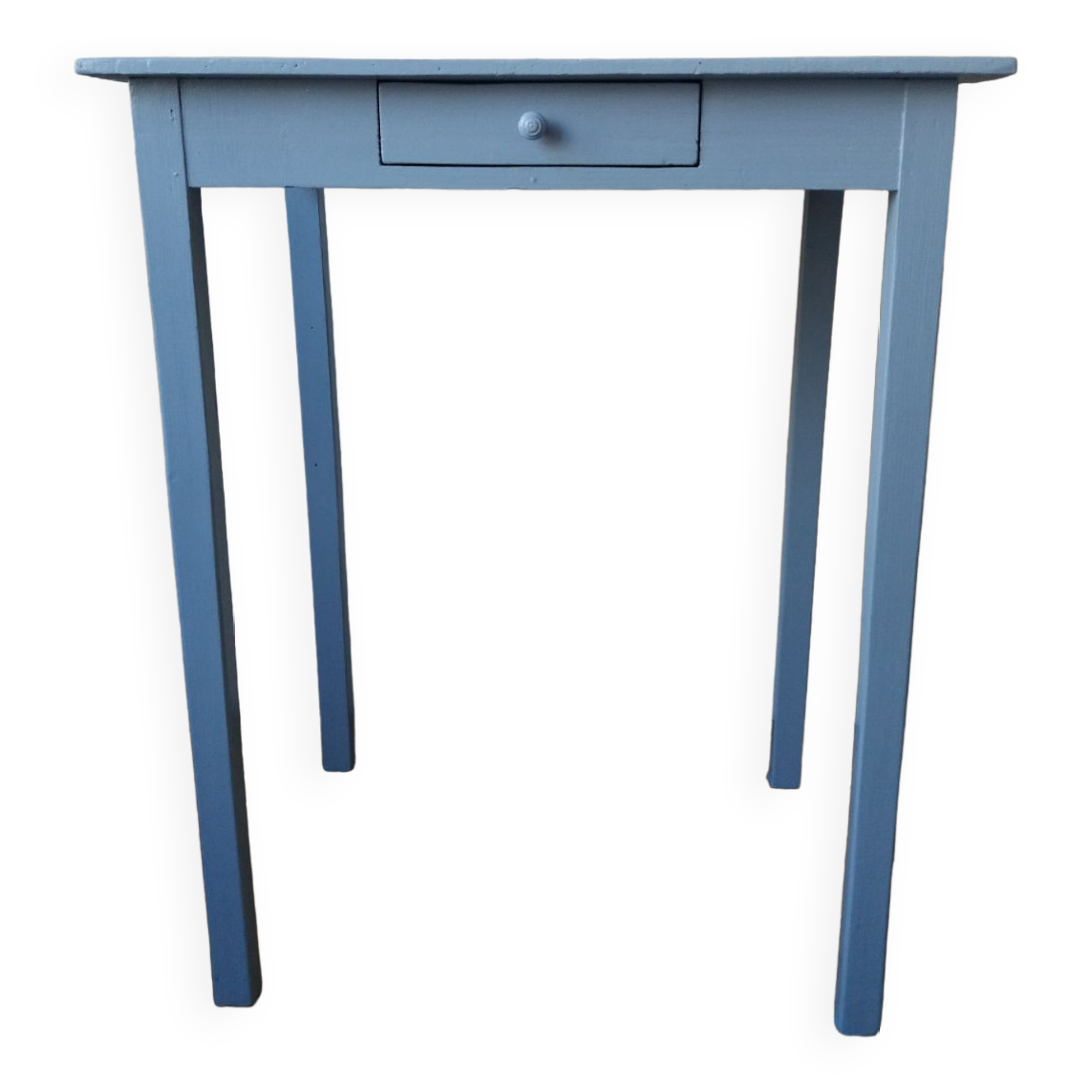 Lavender blue wooden desk with drawers