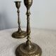 Pair of Vintage Etched Brass & Enamel Candlesticks - India,Mid-Century
