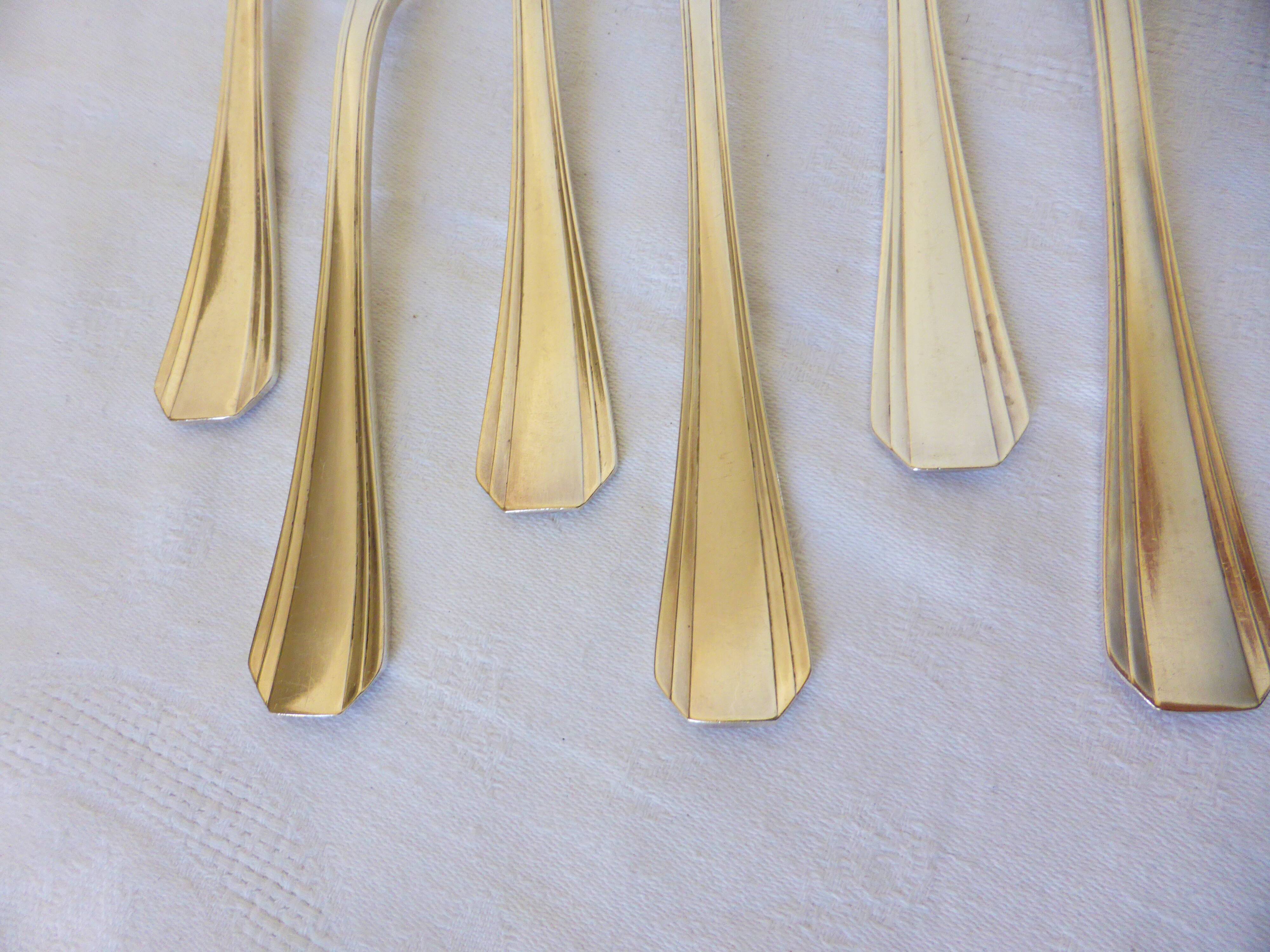 6 Christofle art deco style silver plated forks