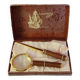 Magnifying glass and paper cutter box in leather and brass