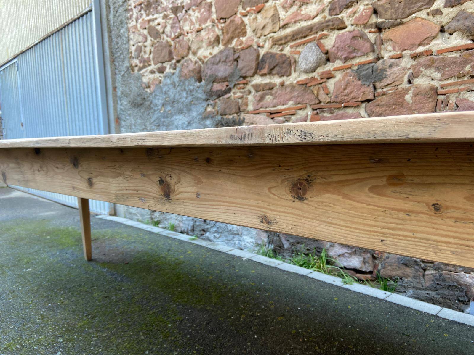 Incredible 400 cm farm table in fir 1900 brasserie natural raw wood