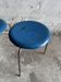 Set of 2 vintage blue Dot stools model 3170 by Arne Jacobsen for Fritz Hansen, 1974.