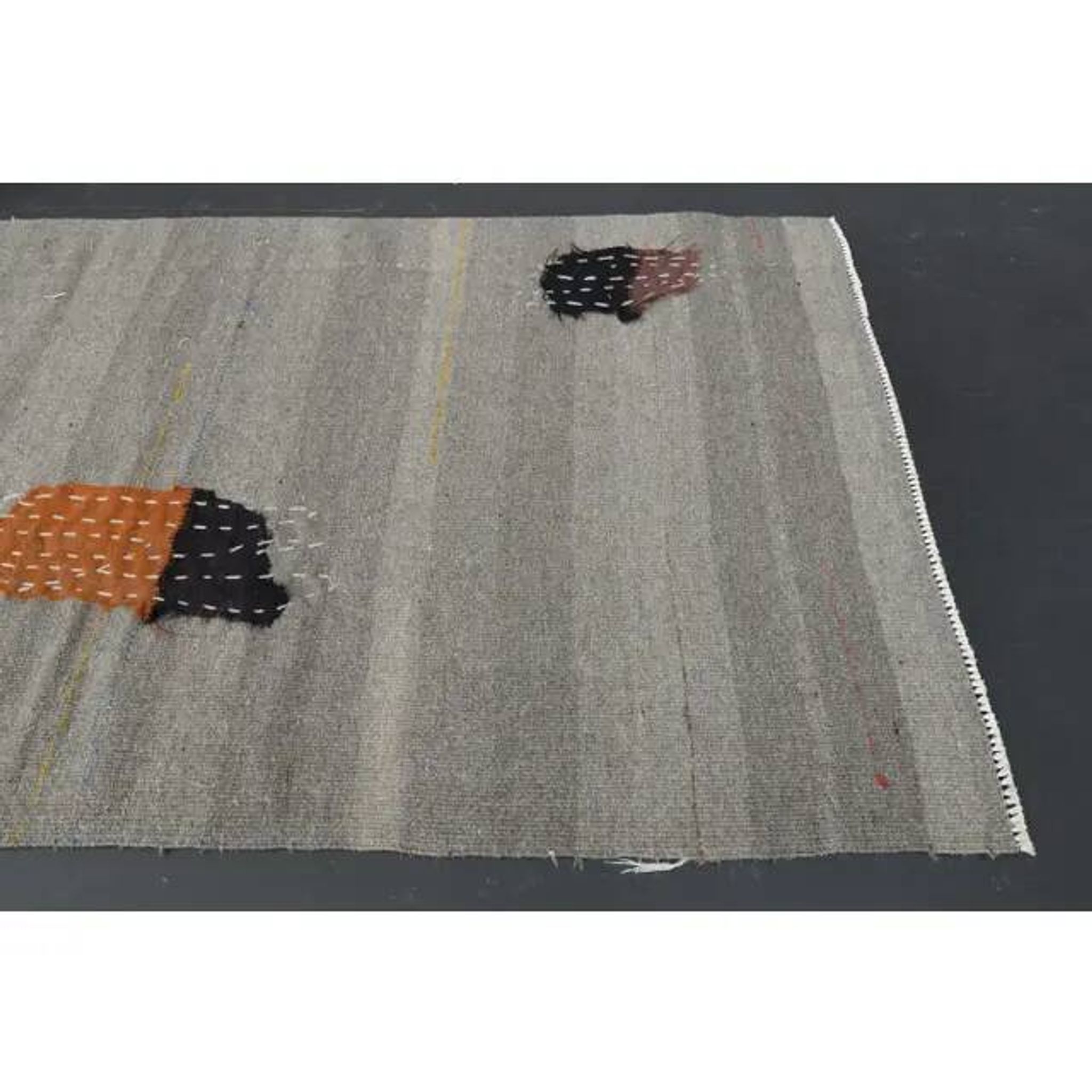 1970s Vintage Turkish Oushak Handmade Wool Cotton Gray Runner Rug 86x332