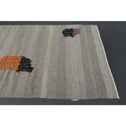 1970s Vintage Turkish Oushak Handmade Wool Cotton Gray Runner Rug 86x332