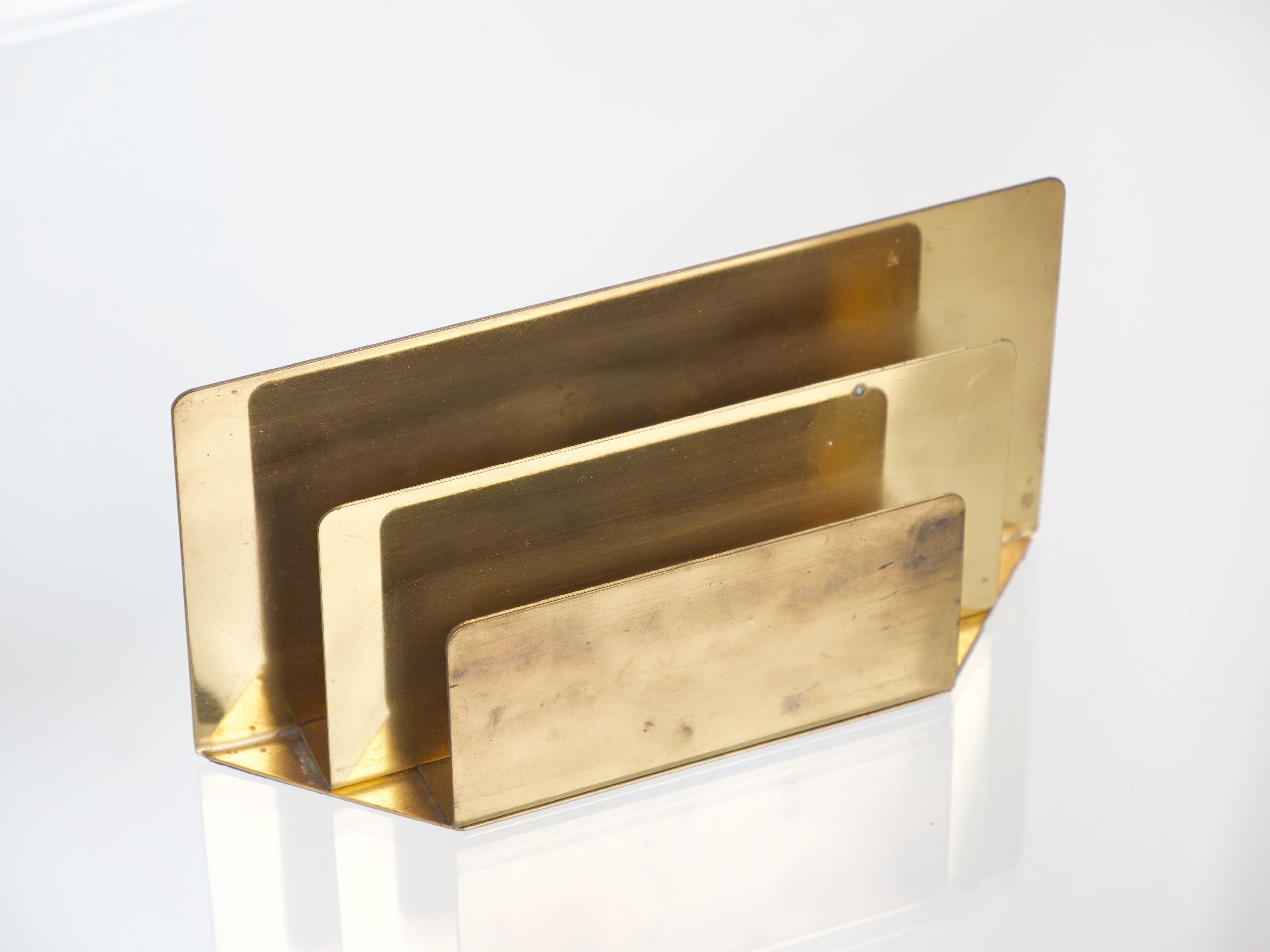 Mail Holder in Golden Brass circa 1970