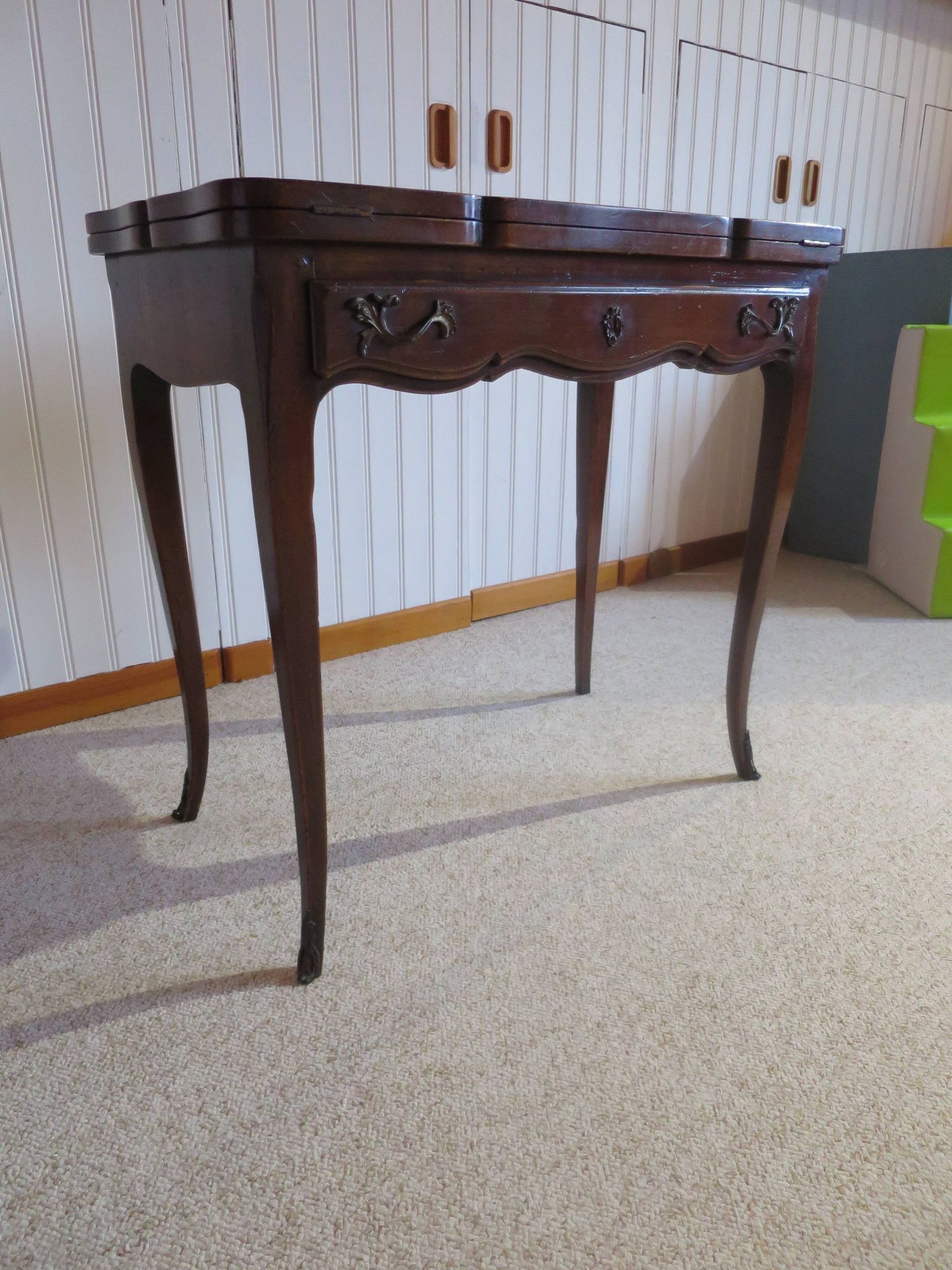 Secretary with mechanism - 4 secret drawers - lock - marquetry chessboard - 1950