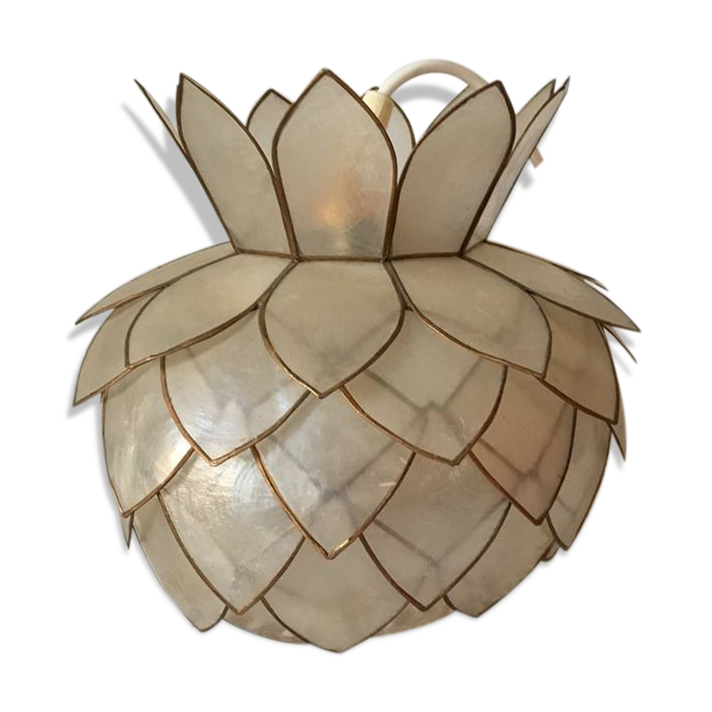 Suspension mother-of-Pearl capiz and brass to plant form