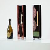 Grand vase Art Déco en verre opalin noir et rouge Anatole Riecke 1938