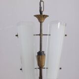 Vintage 1950s chandelier in decorated glass, italian design
