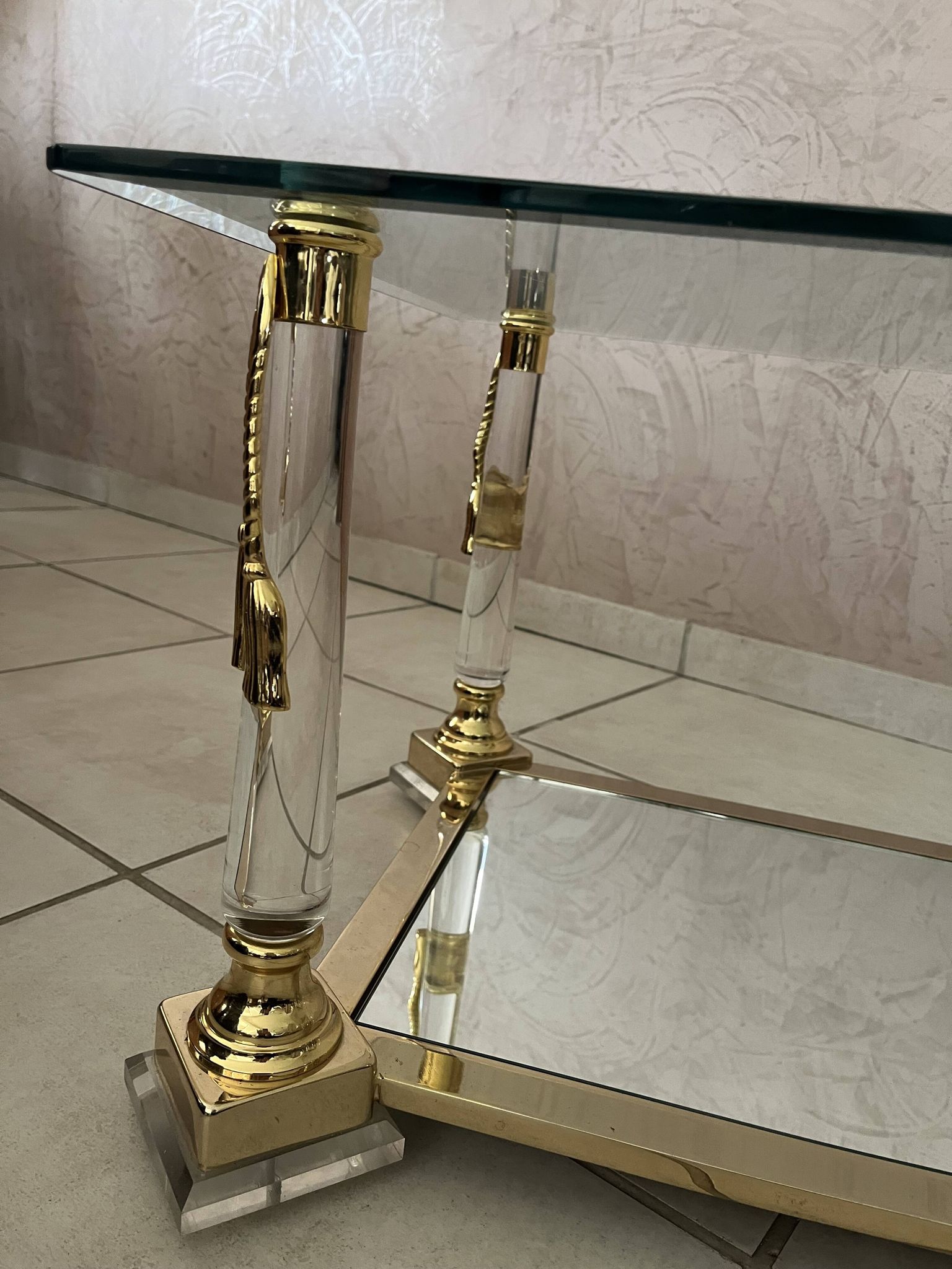 Hollywood Regency Glass Coffee Table