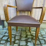 Art Deco bridge armchairs in leather from the 1950s.