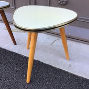 Pair of Healers Formica small coffee coffee table tripode door plant midcentury 50s