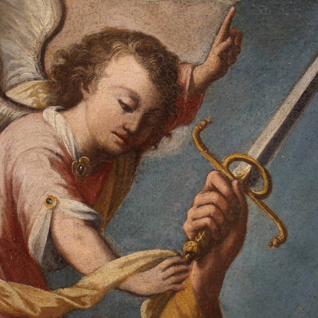 Religious painting from the 17th century, Sacrifice of Isaac