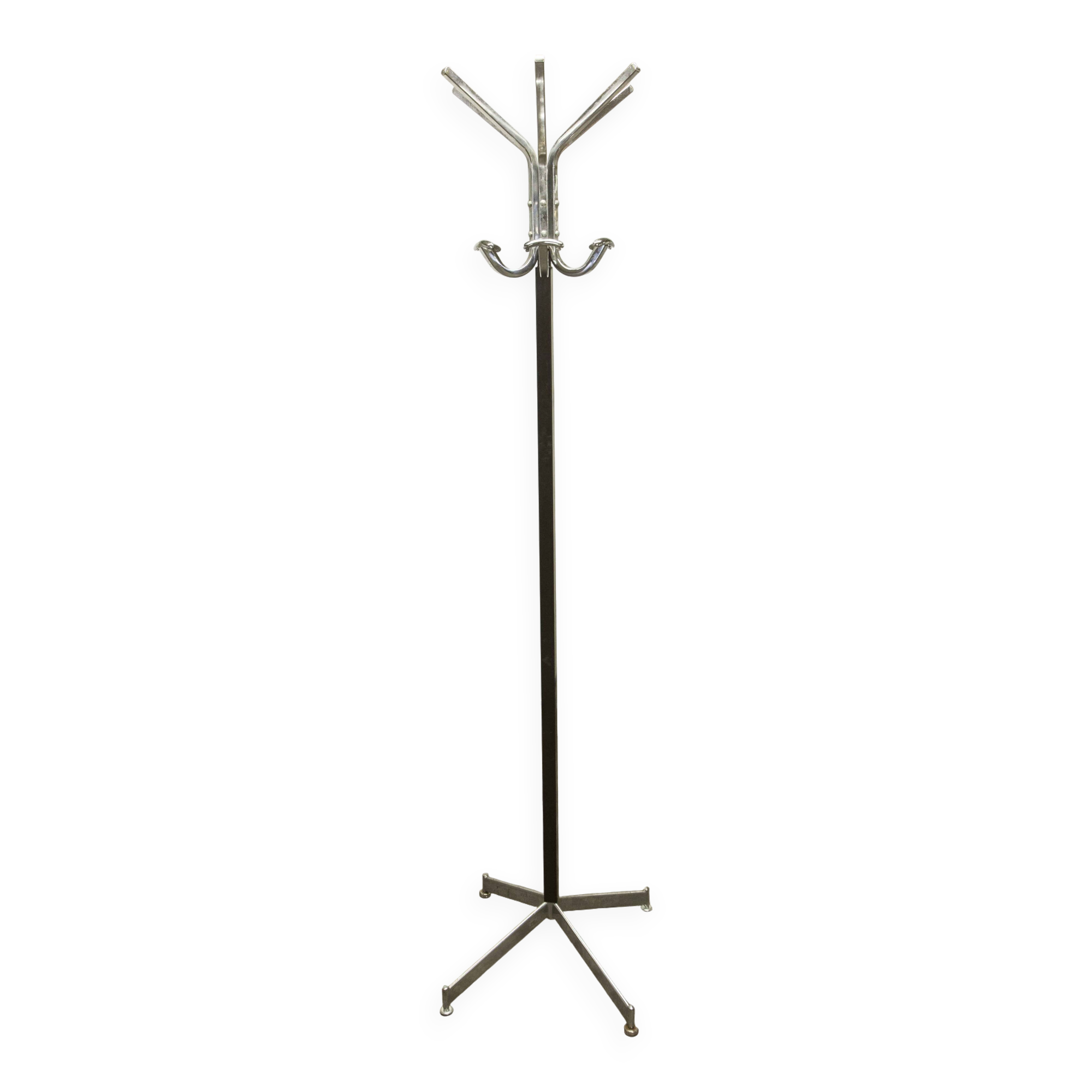 1960s industrial parrot coat rack chrome