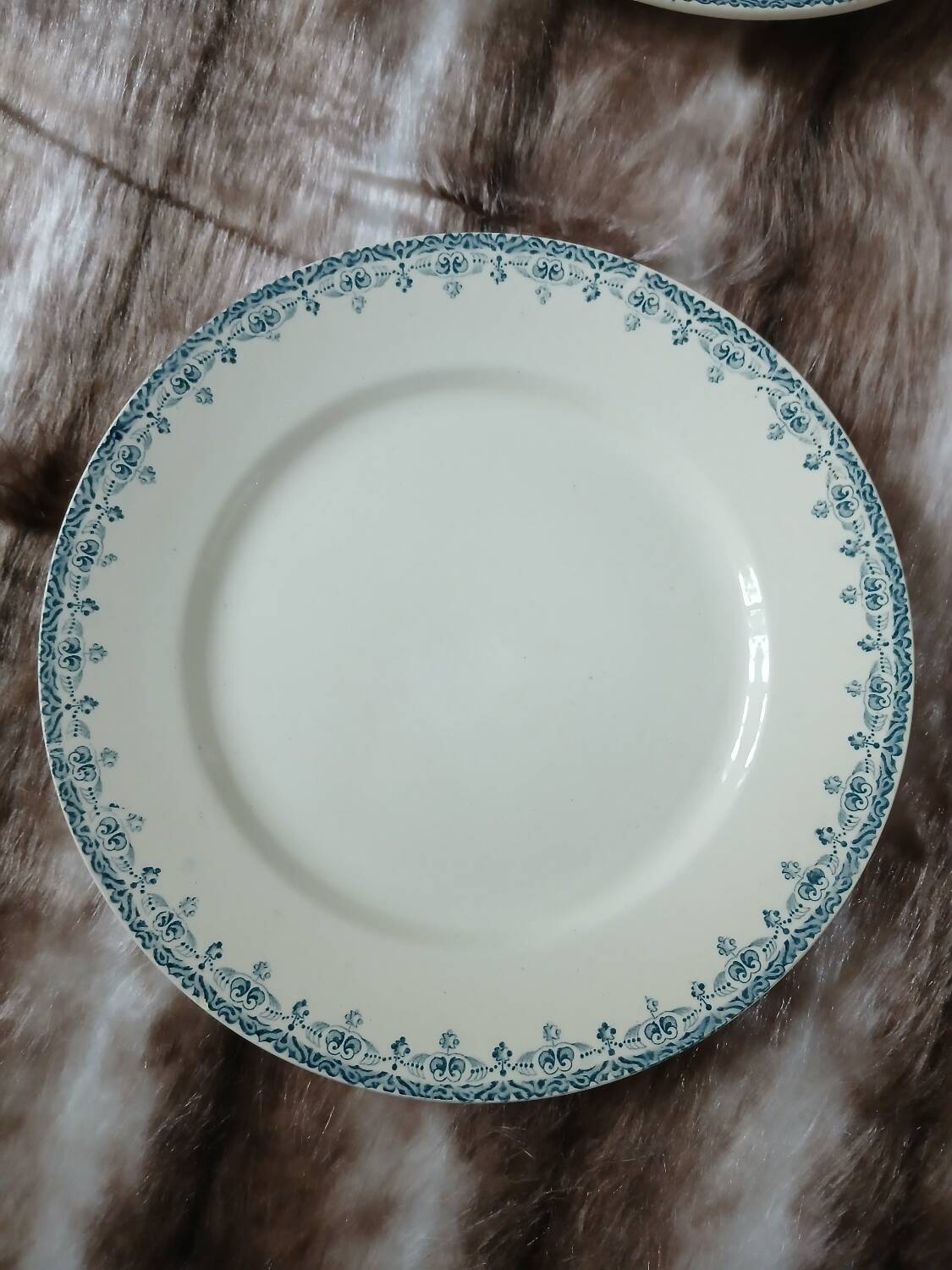 6 antique flat plates in ironstone Hb & Cie