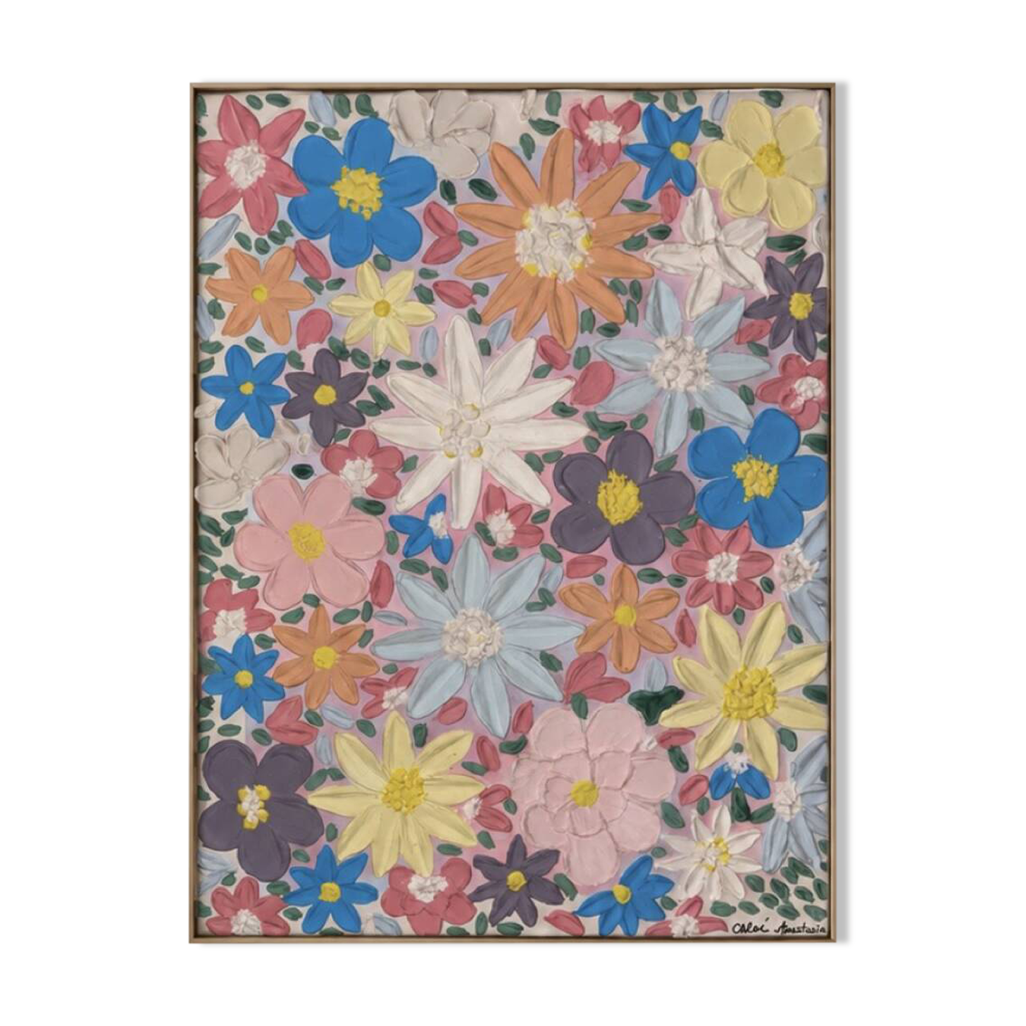 Spring bloom Textured Tableau 60x80cm handmade signed with frame