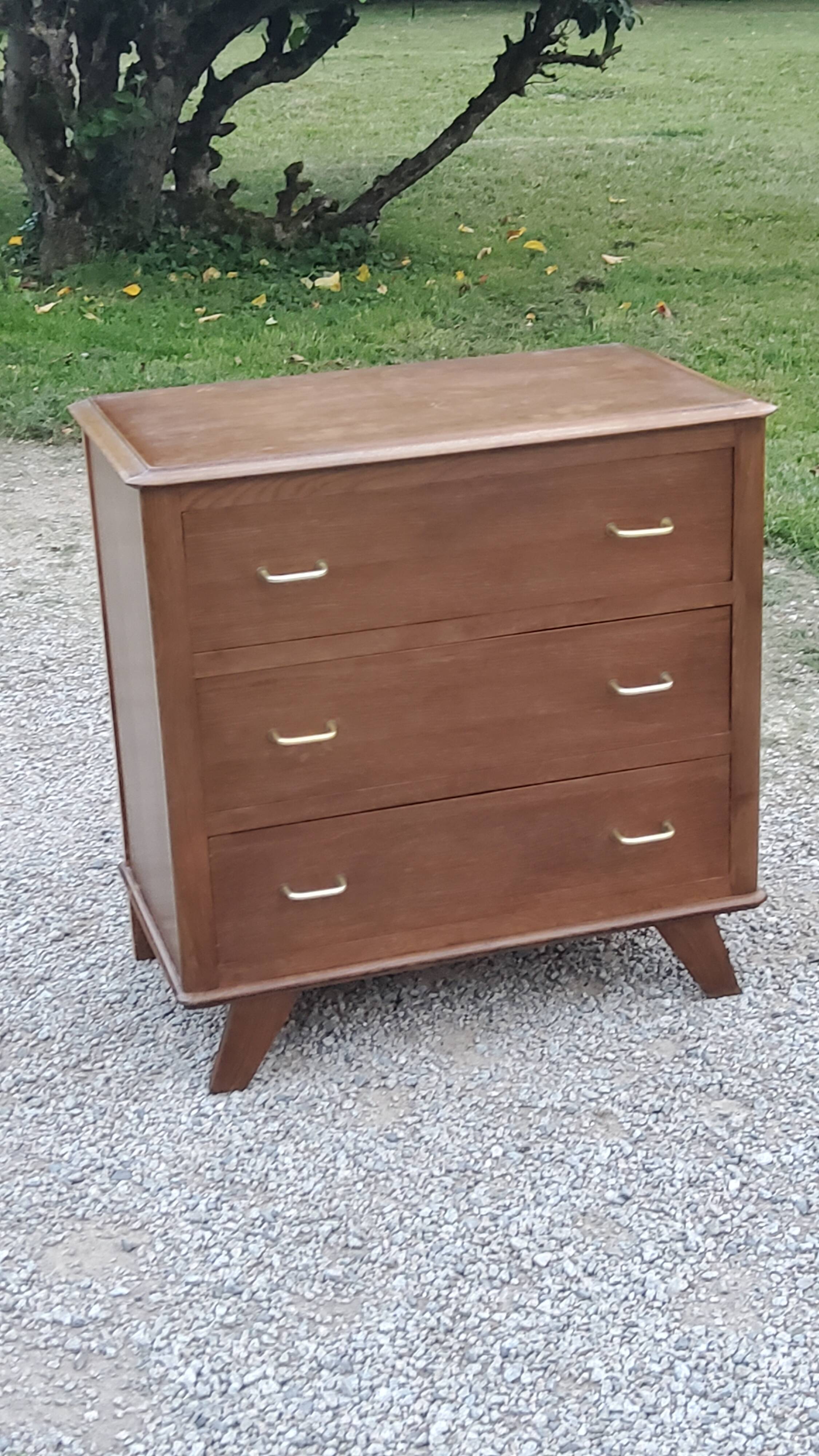 Vintage oak chest of drawers legs compass 3 drawers from the 50s