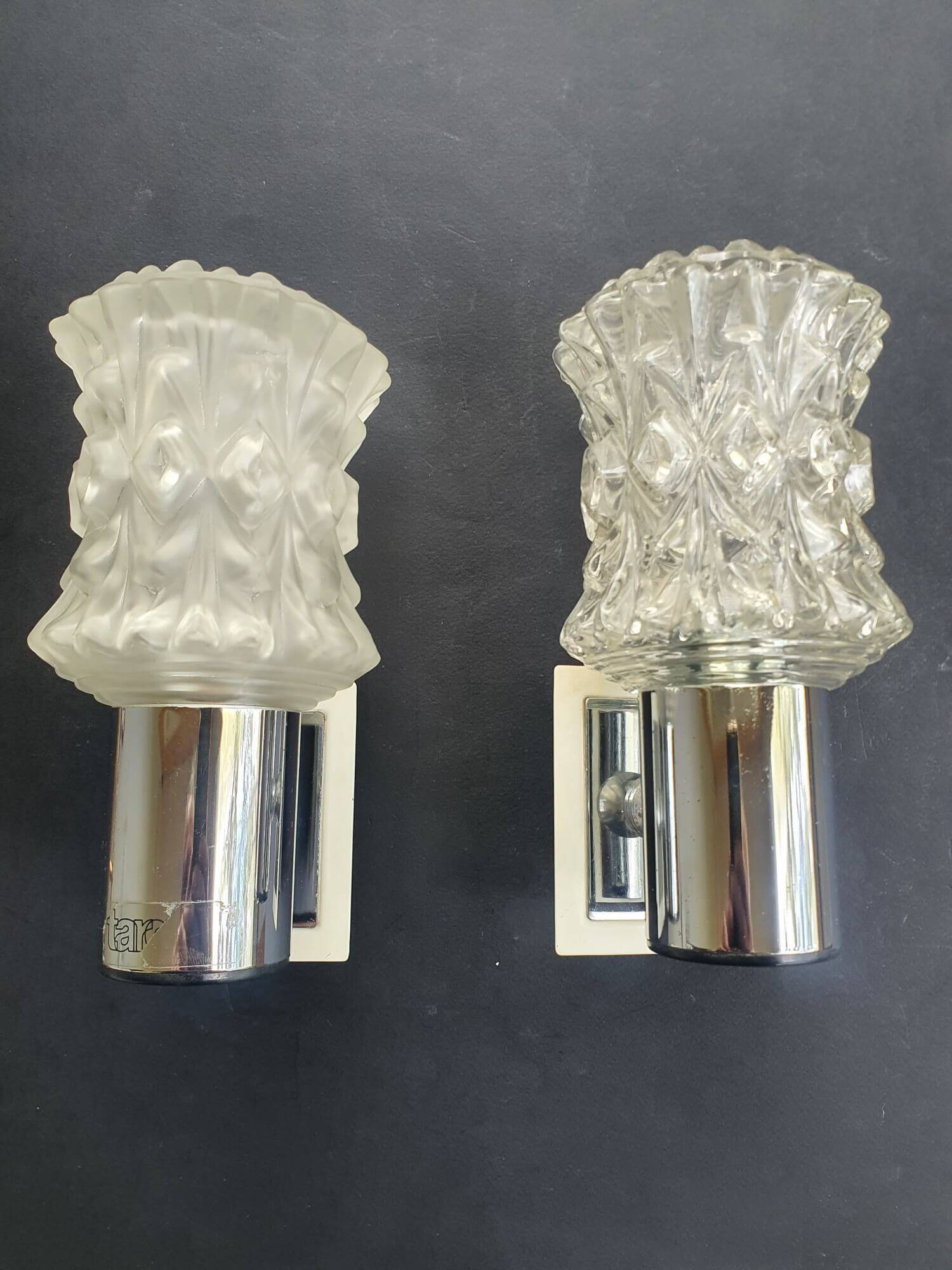 Pair of vintage Italian chrome wall lights by Targetti 1970