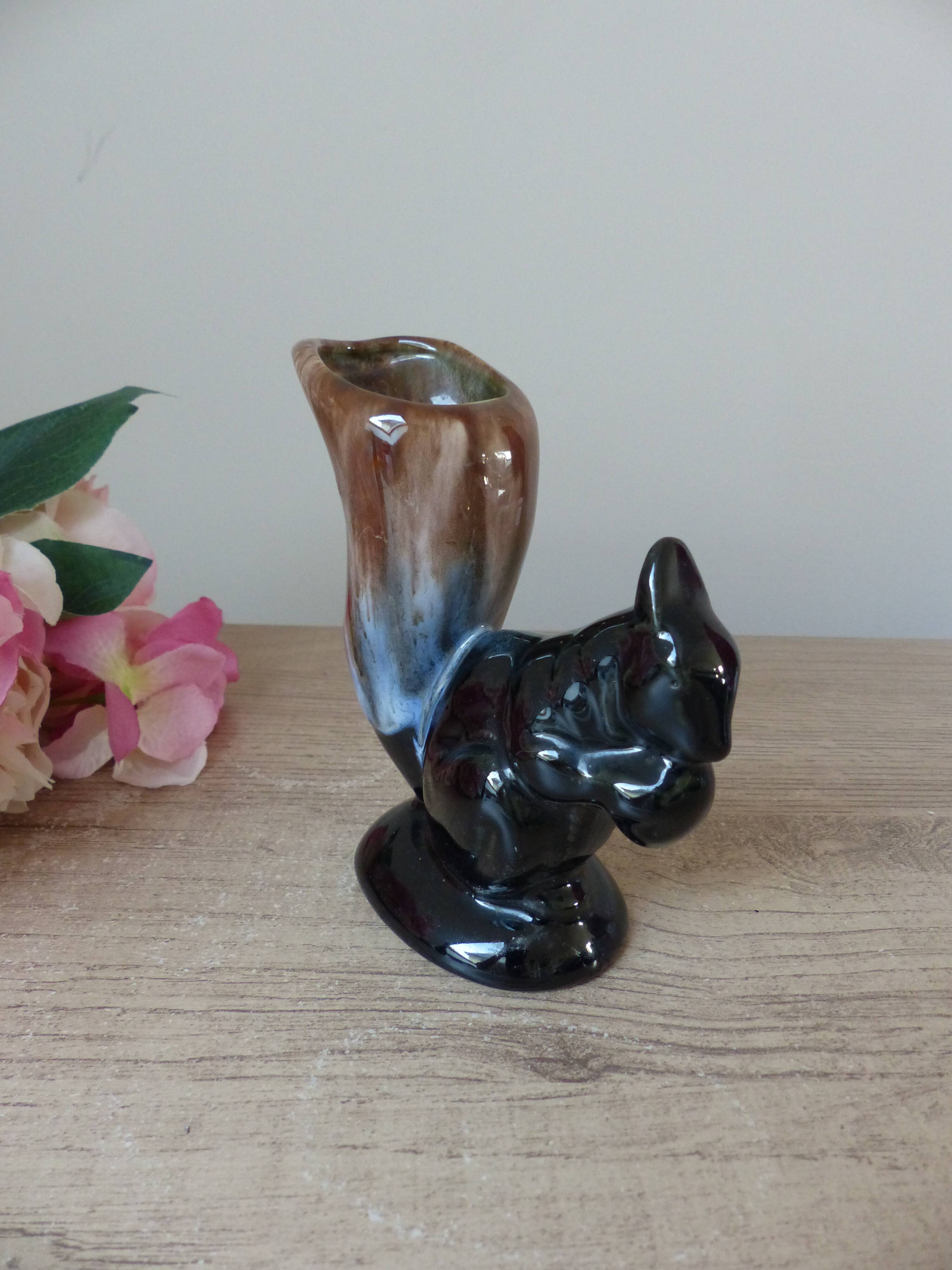 Vintage squirrel vase in flamed stoneware – 1960 - 1970