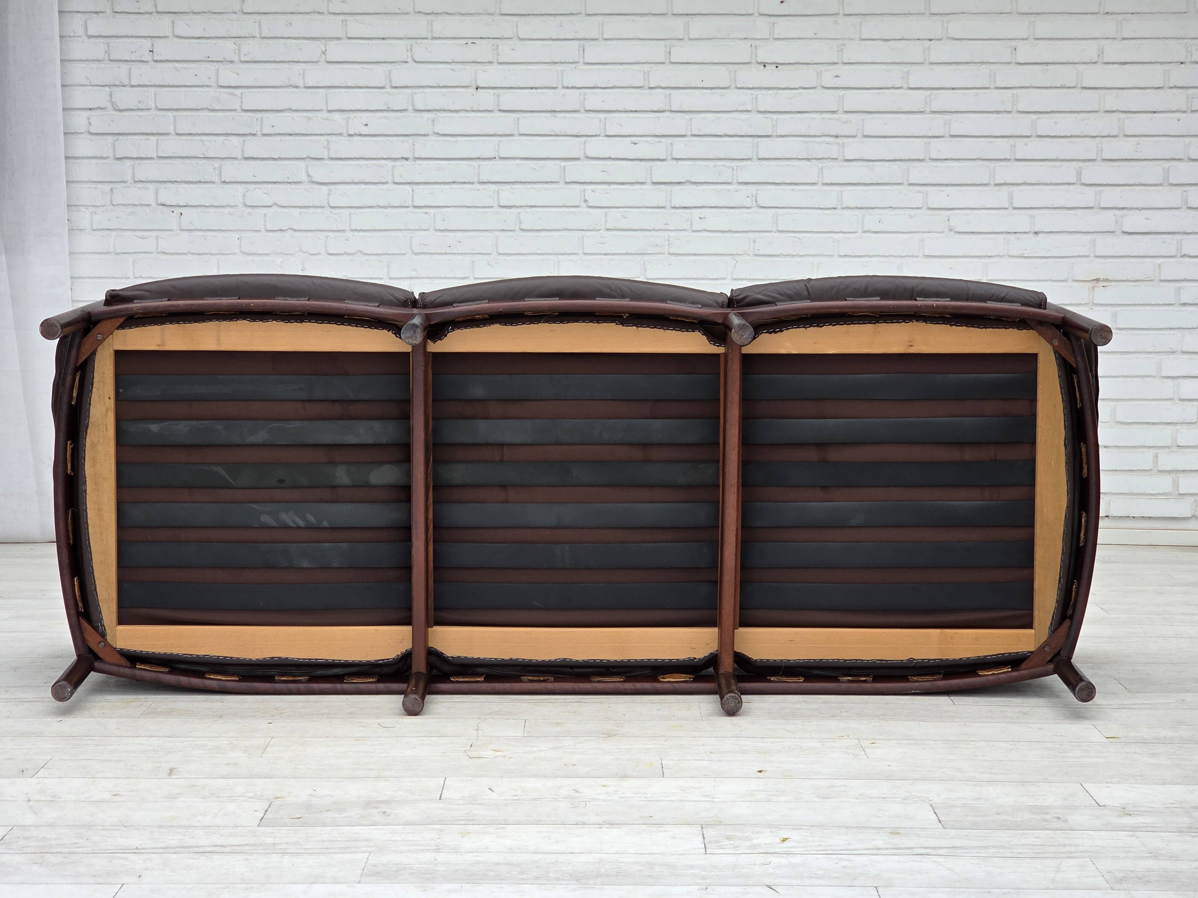 1970s, Scandinavian 3-seater sofa by Arne Norell, furniture leather.