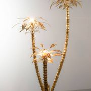 Exquisite Italian Golden Palm Tree Floor Lamp with 3 Sparkling Branches 70s