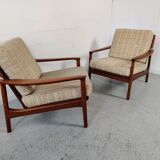 Pair of Scandinavian teak armchairs, Denmark 60s