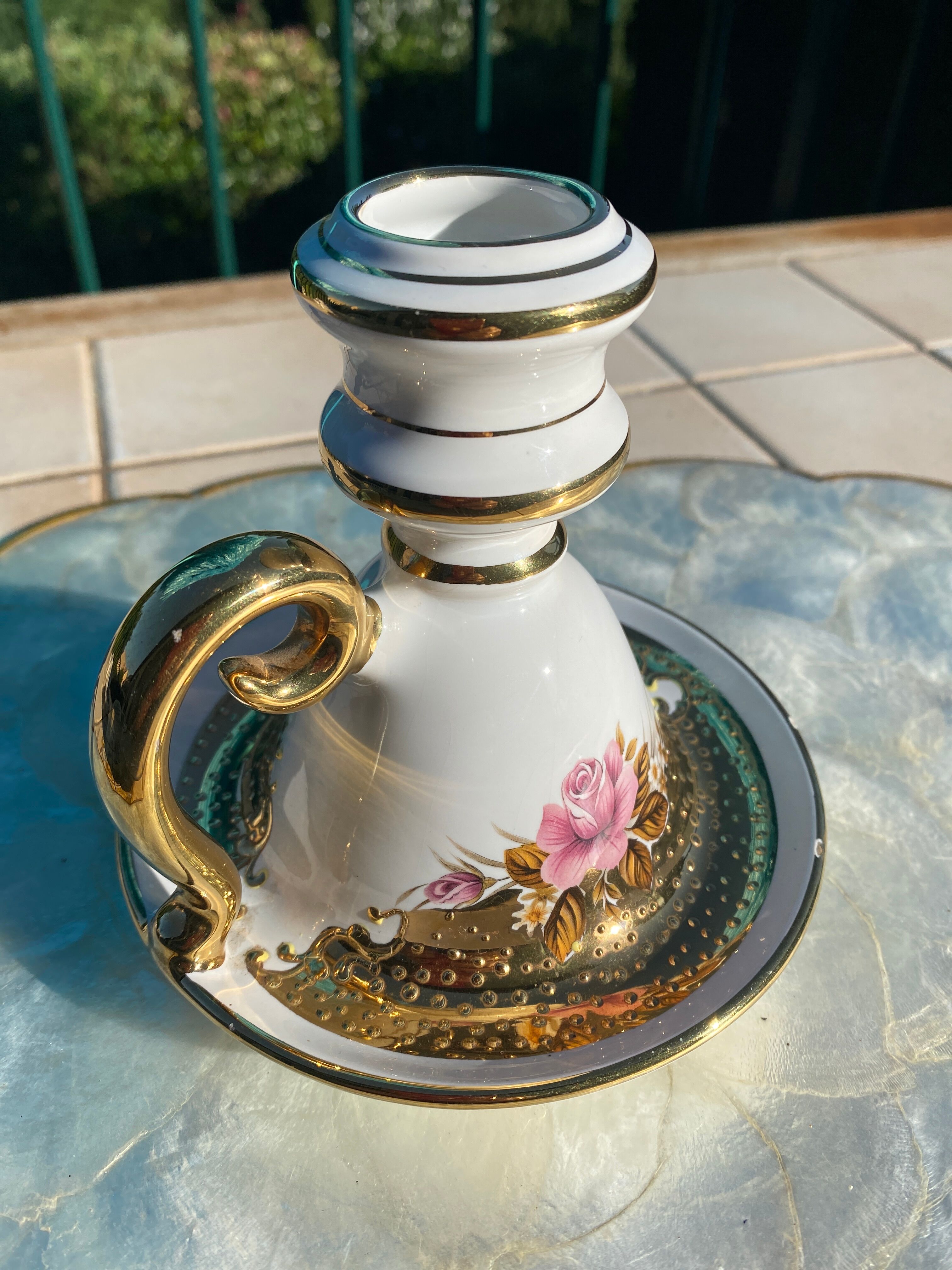 Vintage fine gold Spyropoulos candle holder