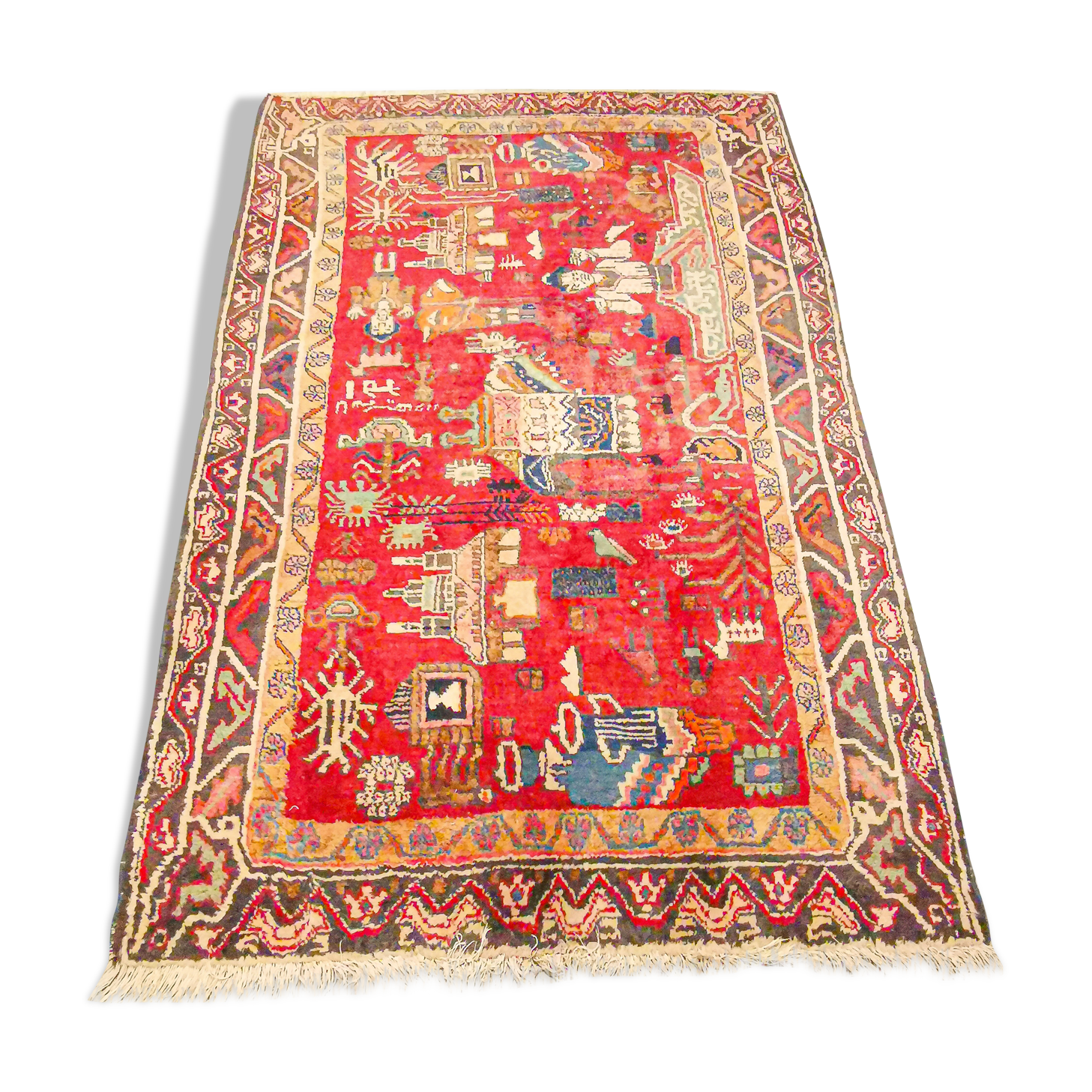 Hamadan vintage Oriental carpet 198 x 130 cm