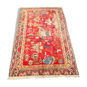 Hamadan vintage Oriental carpet 198 x 130 cm
