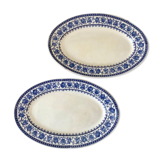 Duo de plat ovales terre de fer u&c sarreguemines modèle "syrah" fin xixème
