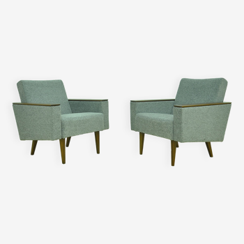 Gray chenille armchairs, 1960s