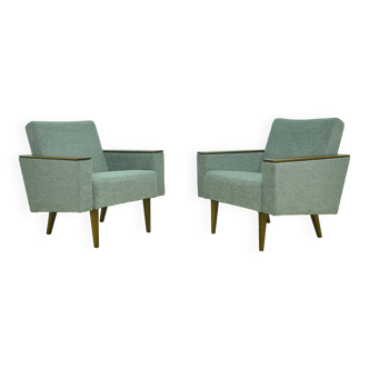 Gray chenille armchairs, 1960s