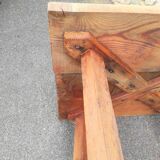 brutalist table of 73 x 73 cm with top of 4 cm thick