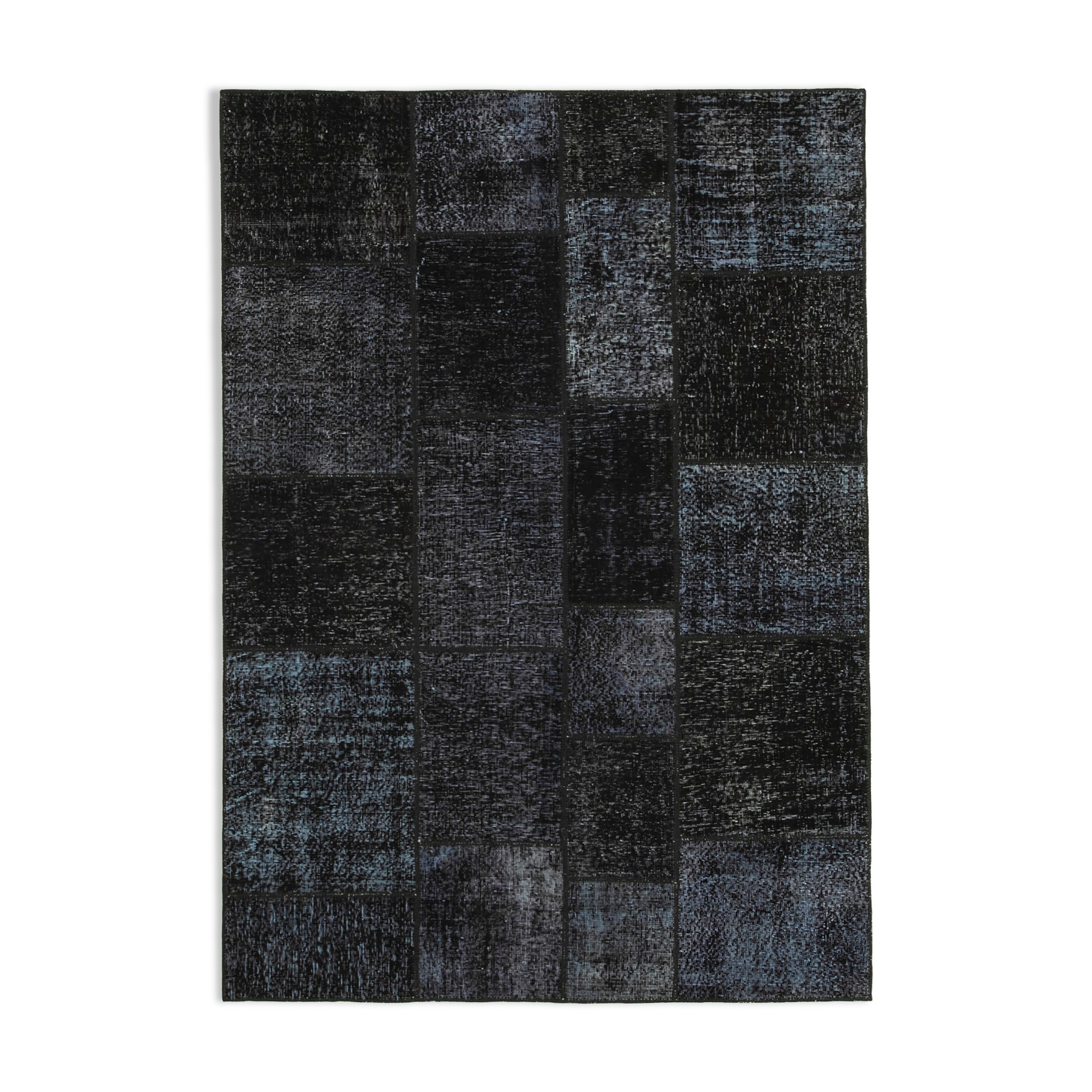 Handwoven anatolian contemporary 172 cm x 243 cm black patchwork carpet