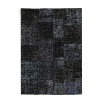 Handwoven anatolian contemporary 172 cm x 243 cm black patchwork carpet