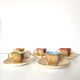 Coffee service Vallauris ceramic wood decoration