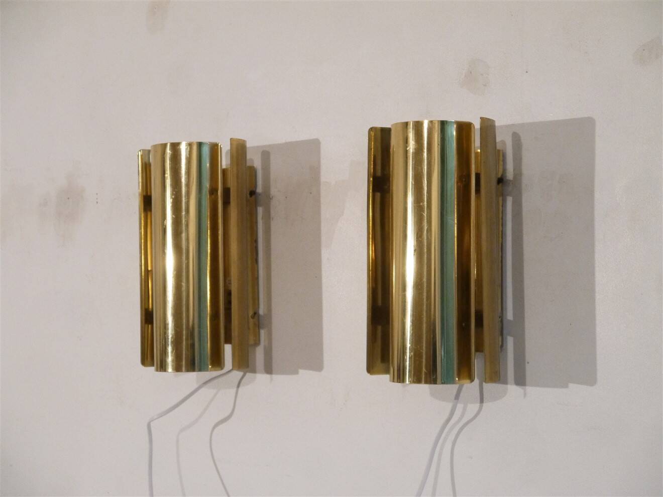 Pair of Scandinavian brass wall lights by Falkenberg