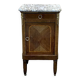Bedside table in marquetry and white marble top, early 20th century